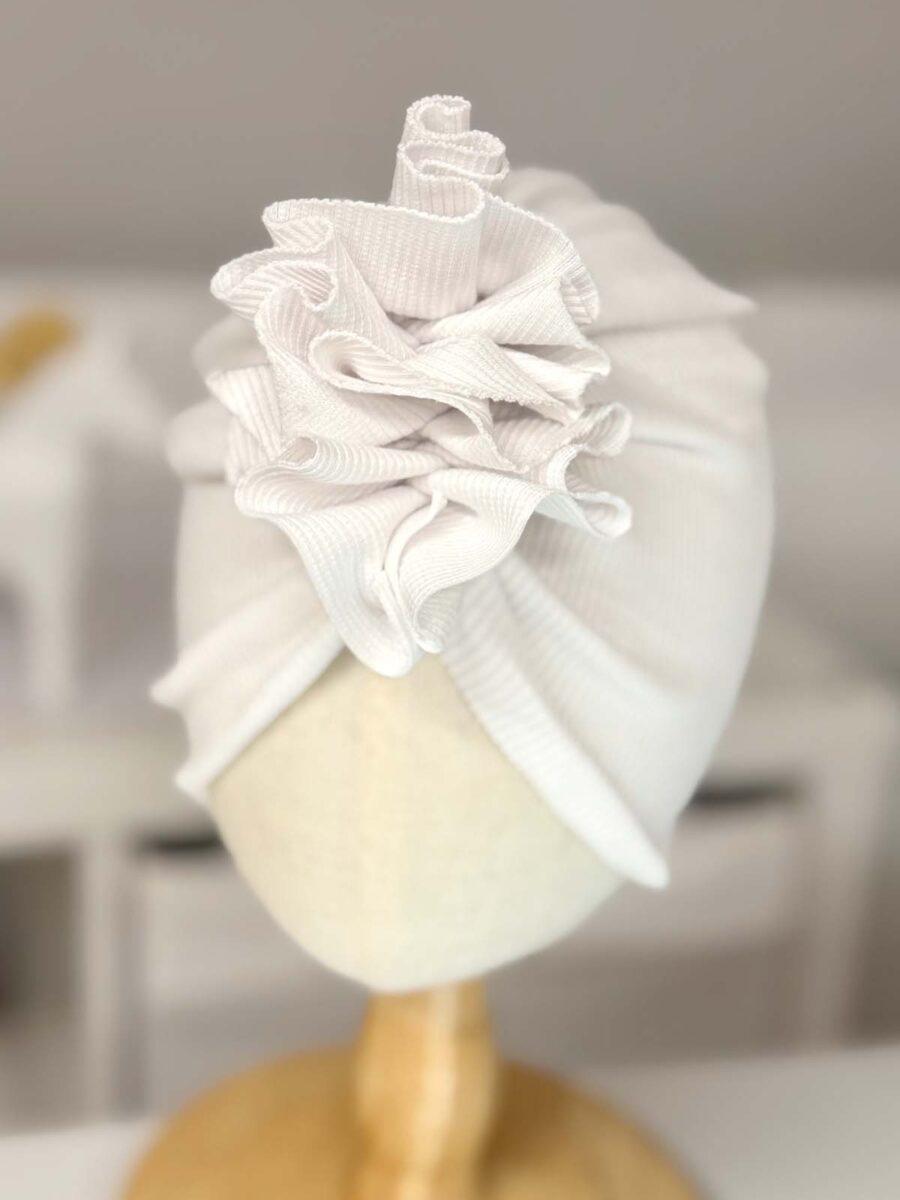 Turban prążkowany biały