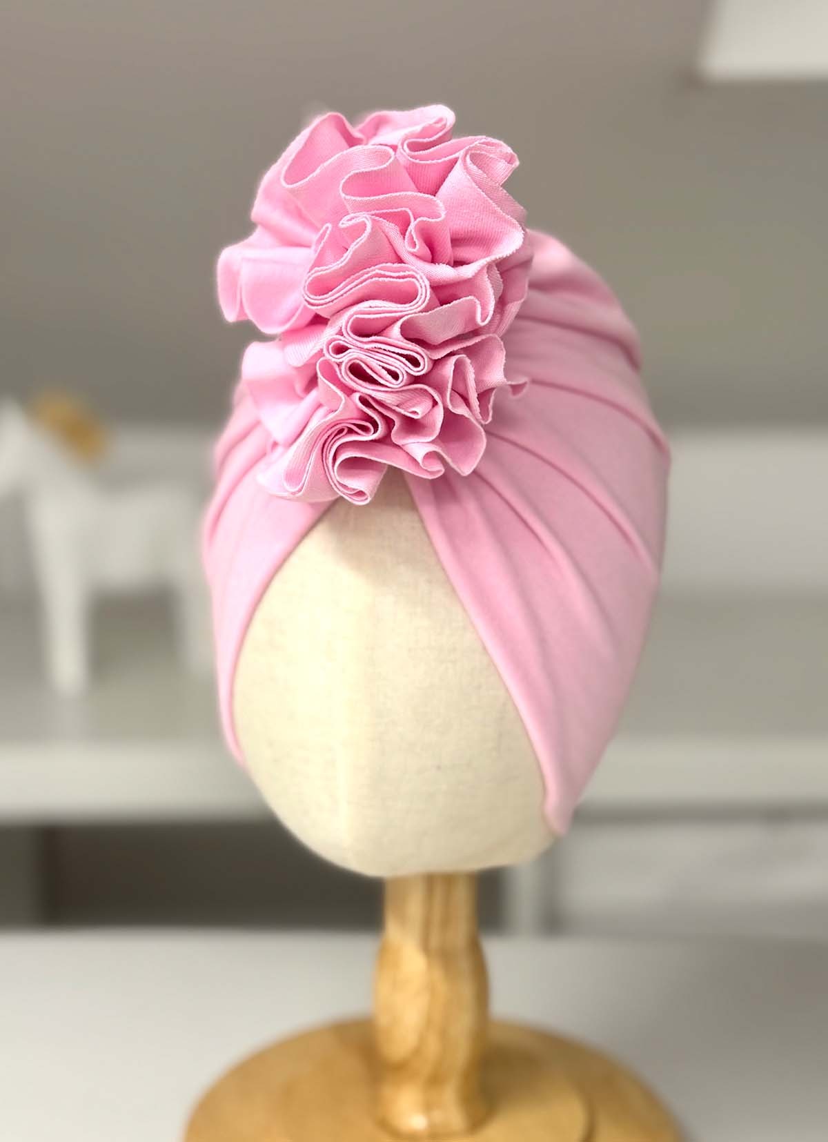 Turban dla dziewczynki (cukierkowy róż) - podwojna dzianinka