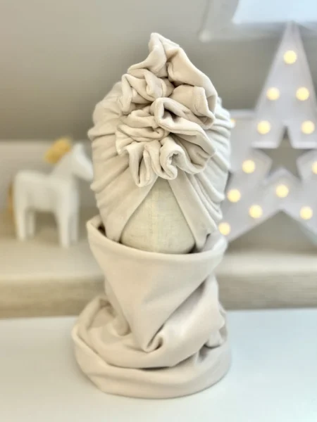 Komplet welurowy turban i komin (jasny beż)