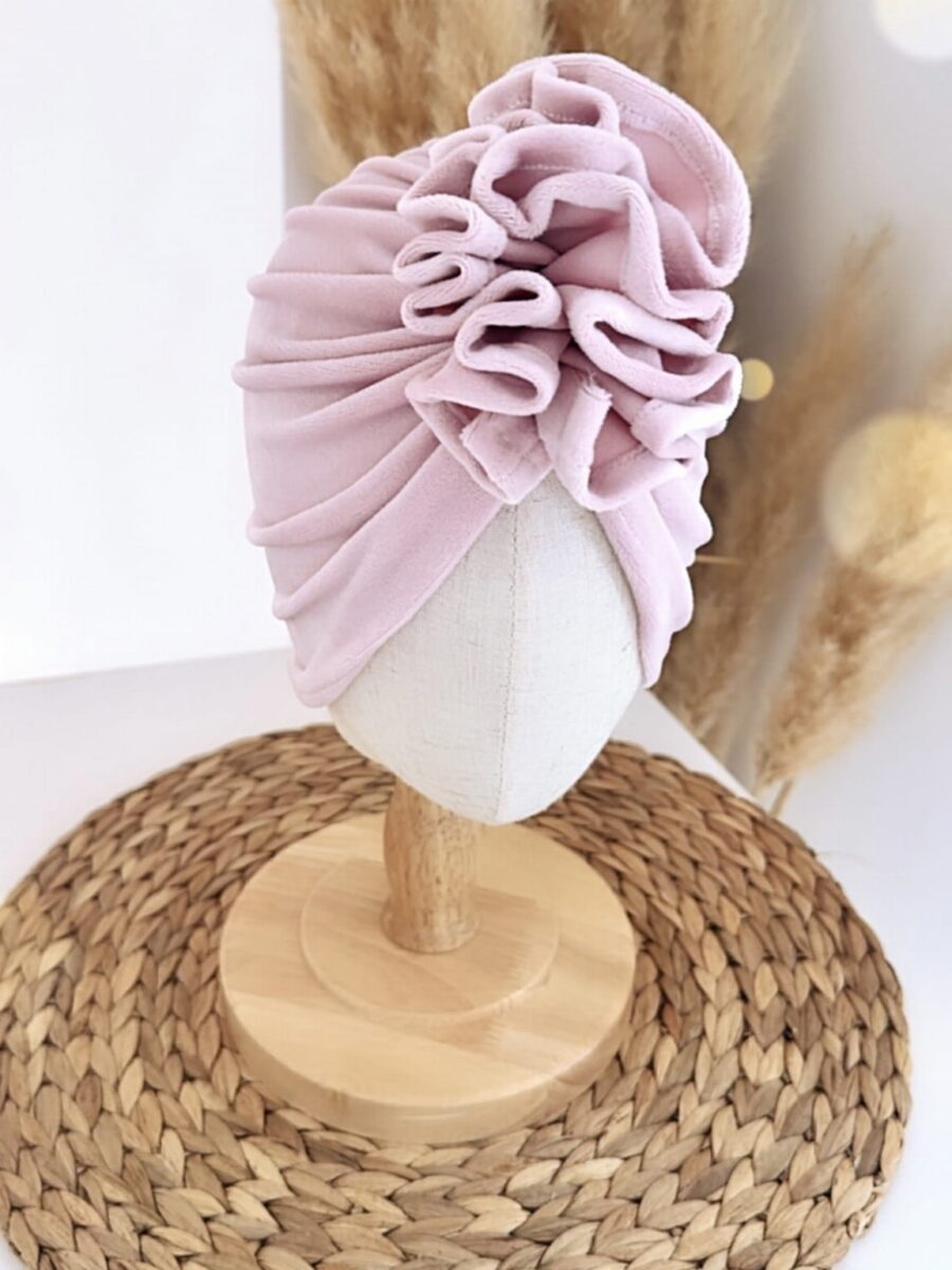 Turban dla dziewczynki welurowy pudrowy róż