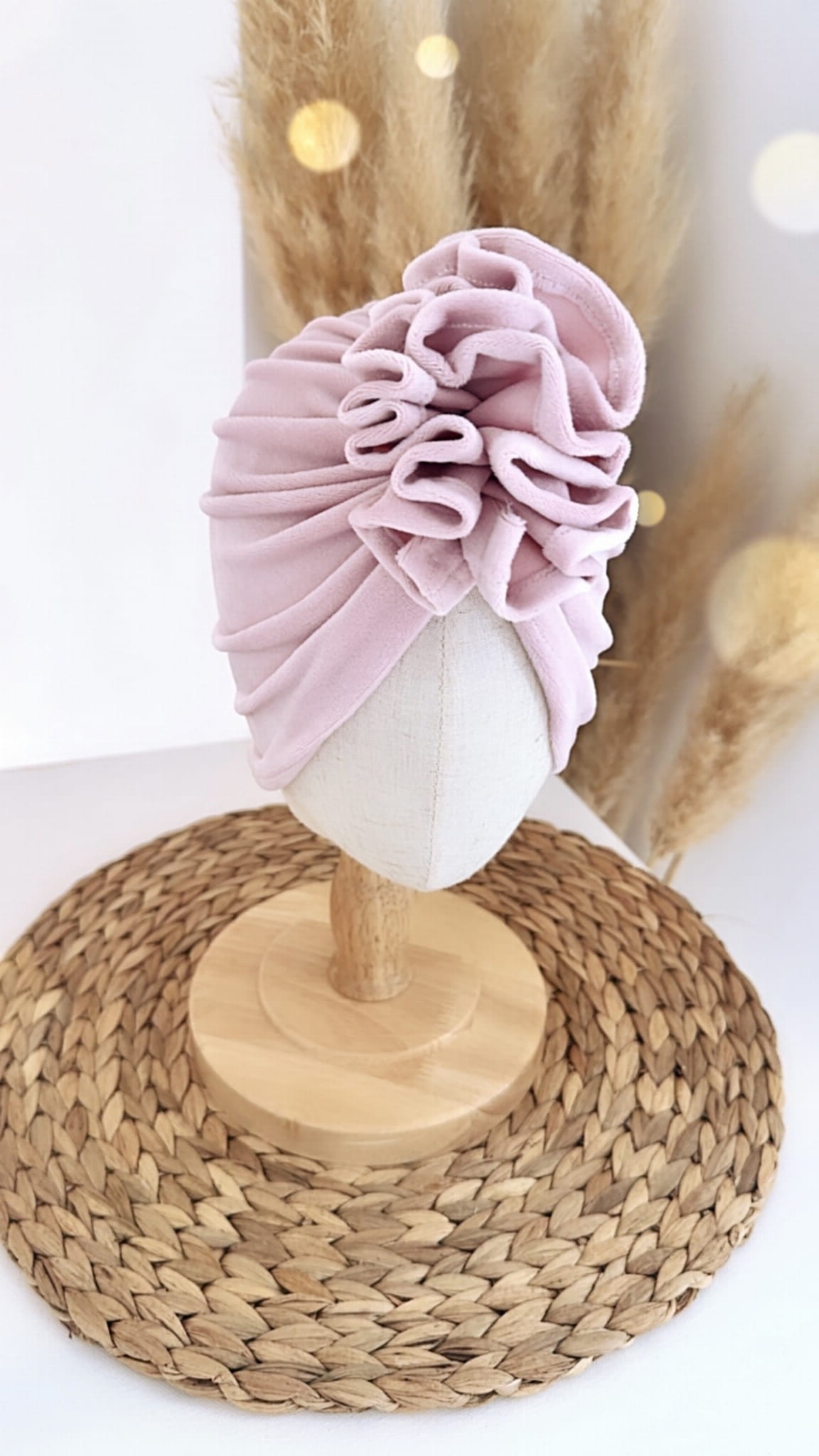 Turban dla dziewczynki welurowy pudrowy róż