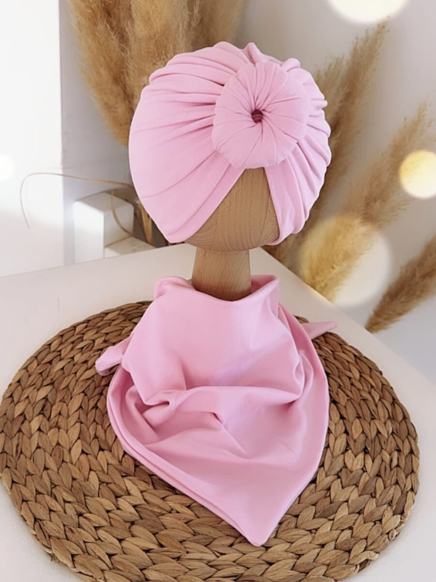 Komplet turban donut i chusta (cukierkowy)