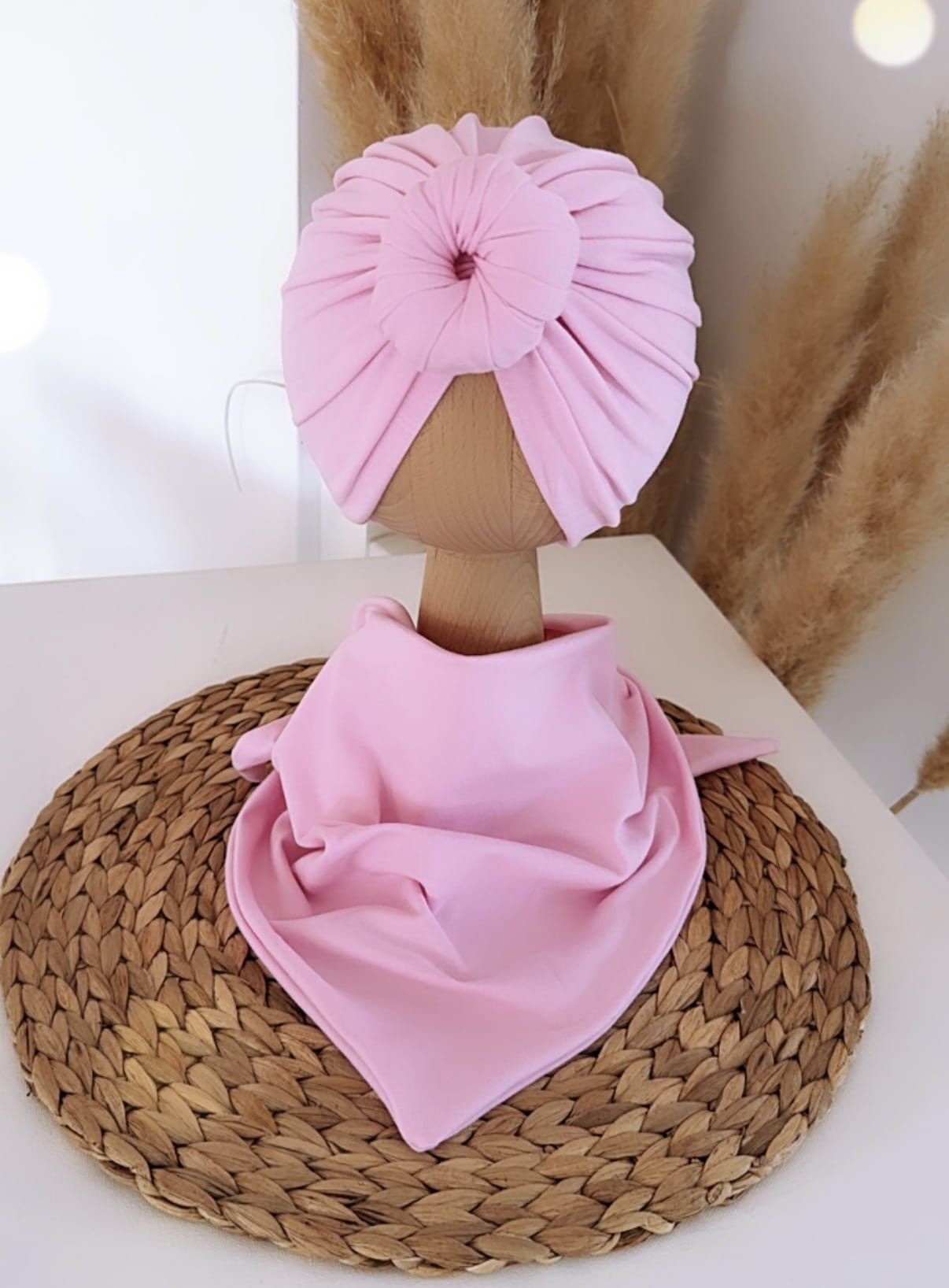 Komplet turban donut i chusta (cukierkowy) - obrazek 2