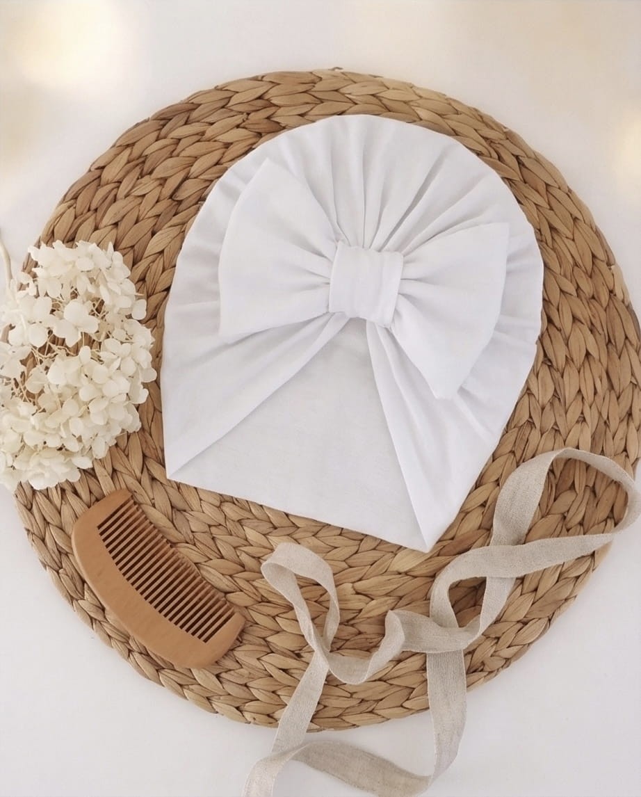 Turban dla dziewczynki z kokardą (biały)