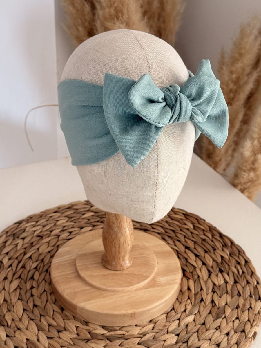 Opaska z kokardą podwójną (dusty mint)