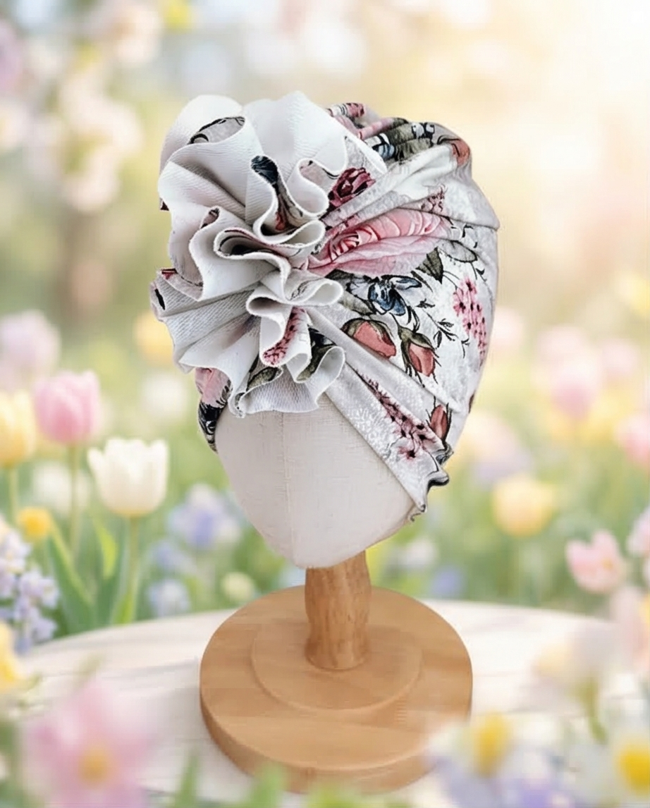 Turban dla dziewczynki (retro flowers) - obrazek 3